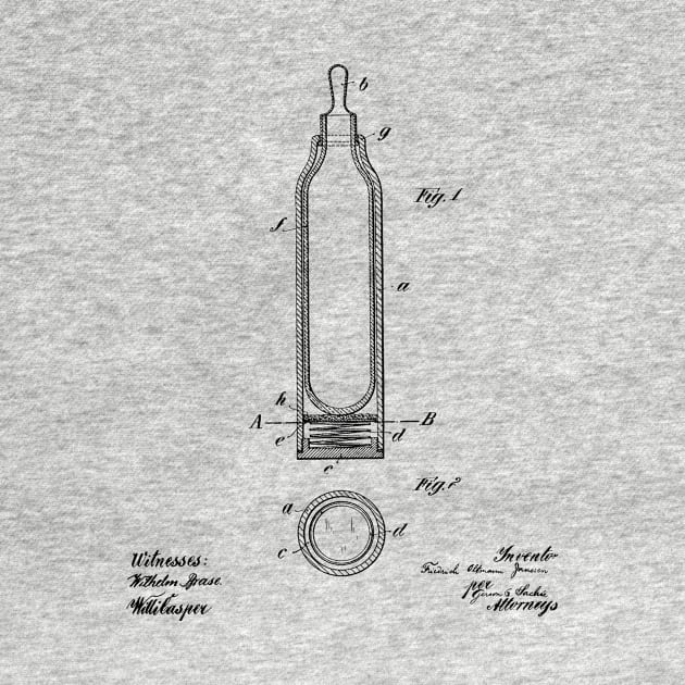 Nursing Bottle Cover Vintage Patent Hand Drawing by TheYoungDesigns